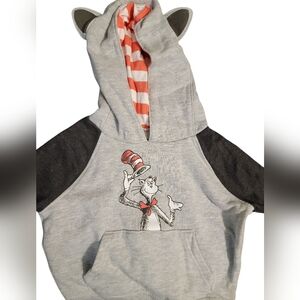 Dr Suess cat and hat hoodie sweater gray colorblock 18M boys girls unisex infant